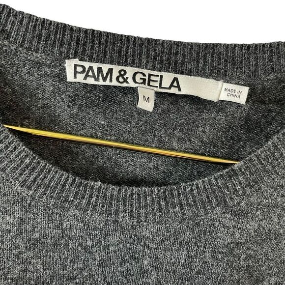 Pam & Gela Grey Wool Cashmere Blend "Dream" Sweater Size MED - Picture 4 of 13
